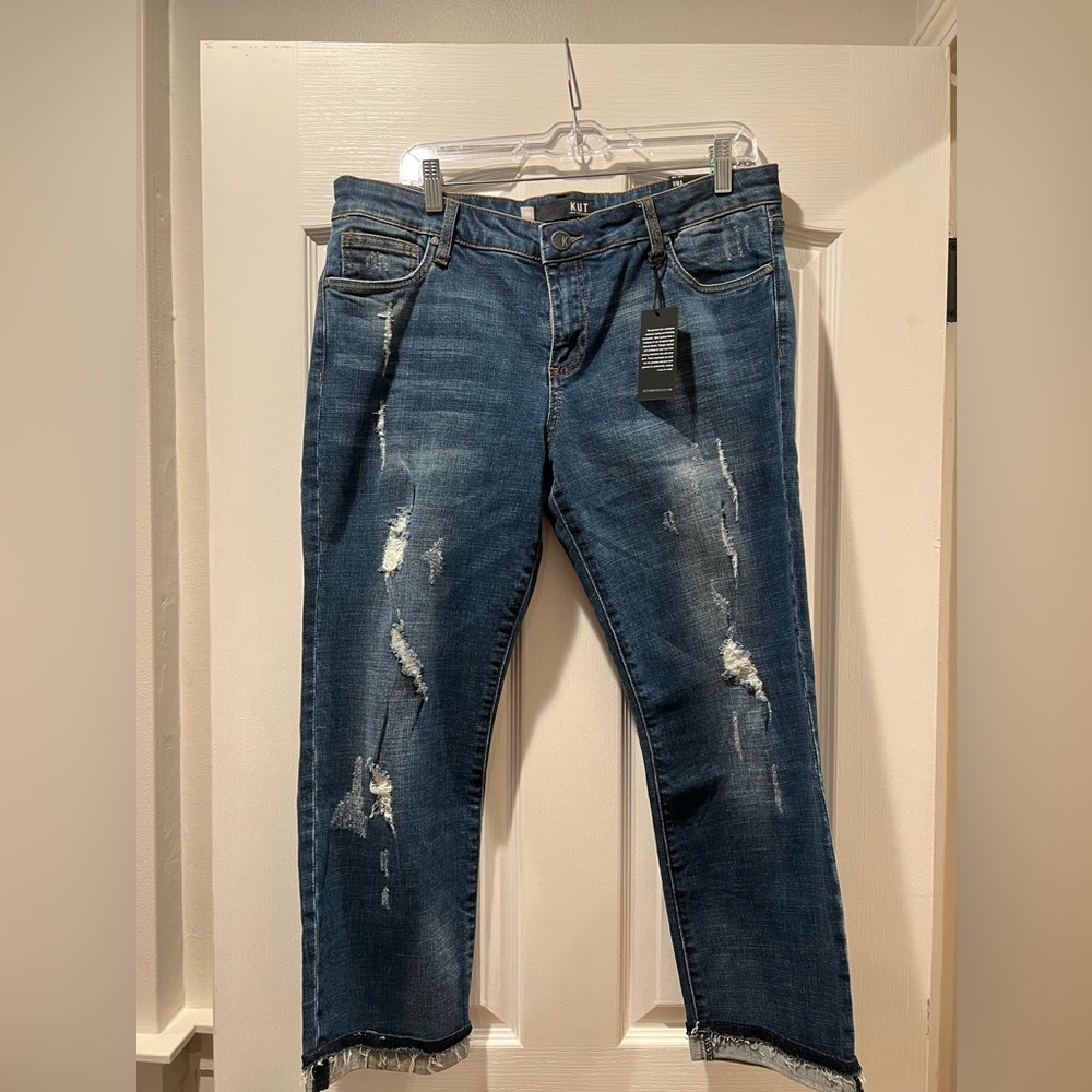 Kut from the Kloth distressed Uma boyfriend jeans — size 12p